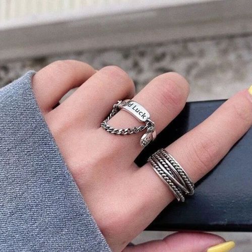 Lats Vintage Rose Chiffres Romains Cool Bagues Pour Femmes Rock Hip Hop Twist Géométrie Anneaux Ouverts Mode Ins Bijoux Cadeaux
