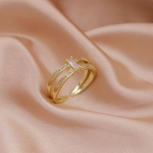 Lats-Bague Ouverte Double Couche Pour Femme, Matériau En Cuivre Vintage, Vert, Carillon, Cadeau De Bijoux À La Mode, Luxe