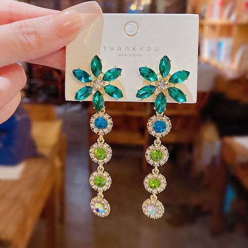 Lats-Ensemble De Bijoux De Clavicule En Acier Au Titane Pour Femme, Boucles D'oreilles, Bague, Collier, Lumière, Exquis, Vert, Luxe, Fête De Mariage, Jowomen