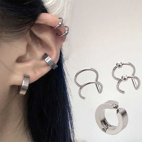 Lats ? Boucles D'oreilles Punk En Acier Inoxydable Pour Femmes Et Hommes, Faux Piercing, Couleur Argent, Pour Couple, Bijoux À La Mode, 2022