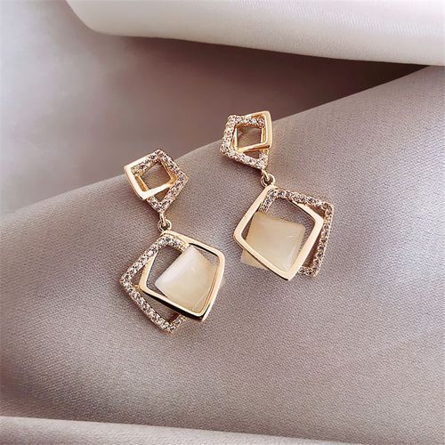 Lats-Boucles D'oreilles Rondes Géométriques Coréennes Pour Femmes, Boucles D'oreilles Pendantes En Opale, Bijoux De Fête Féminins, Nouvelle Mode, 2020