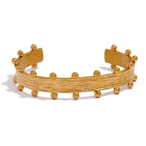 Yhpup-Bracelet Manchette Large Ouvert En Acier Inoxydable Doré Pour Femme, Bracelet En Métal Bergame, Sweat-Shirts Plaqués, France, Cadeau De Bijoux, Déclaration, 18k