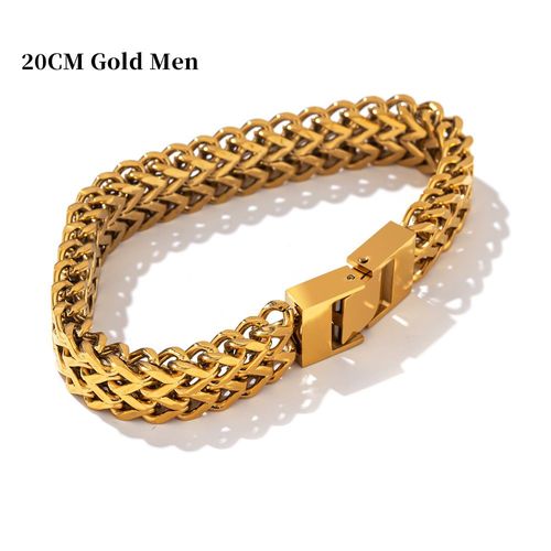 Yhpup-Bracelet À Maillons Cubains En Acier Inoxydable Pour Homme Et Femme, Bijoux Unisexe, Plaqué Or 18k, Rapmetal, Étanche