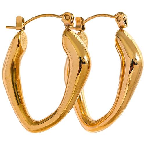 Yhpup-Boucles D'oreilles Créoles Géométriques Creuses En Acier Inoxydable, Bijoux Plaqués, Sweat-Shirts Imperméables, Mode Minimaliste, Métal, Livraison Gratuite, 18k