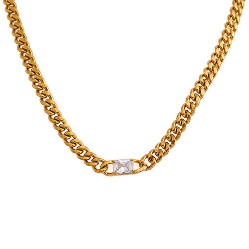 Yhpup-Collier Cubique Vert En Acier Inoxydable, Bijoux En Or Poli, Nouvelle Collection