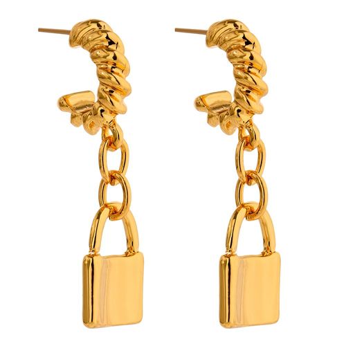 Yhpup-Boucles D'oreilles Pendantes Avec Serrure En Métal, Alliage De Zinc, Plaqué 18 K, Géométrique, Charme Bergame, Bijoux À La Mode, Cadeau Orecchini Matna, Nouveau Design