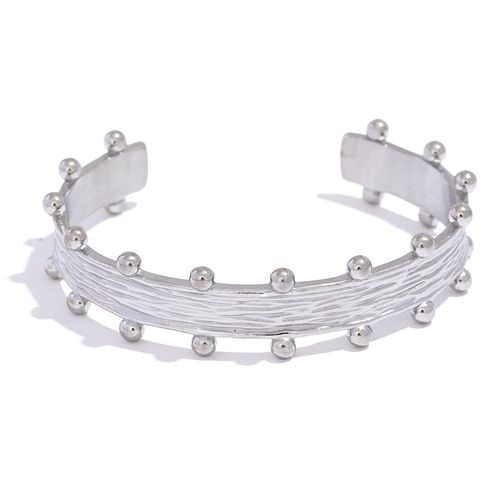 Yhpup-Bracelet Manchette Large Ouvert En Acier Inoxydable Doré Pour Femme, Bracelet En Métal Bergame, Sweat-Shirts Plaqués, France, Cadeau De Bijoux, Déclaration, 18k