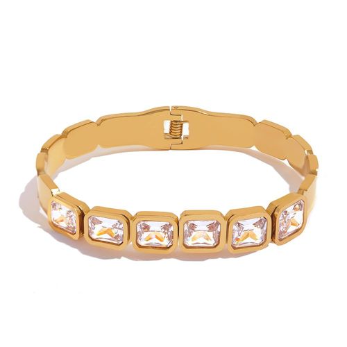 Yhpup-Bracelet En Acier Inoxydable Étanche Pour Femme, Bling, Vert, Blanc, Cubique, Contre-Indiqué, Bijoux De Fête, Tendance, Haute Qualité, Mode