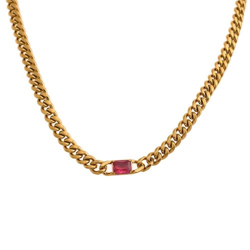 Yhpup-Collier Cubique Vert En Acier Inoxydable, Bijoux En Or Poli, Nouvelle Collection