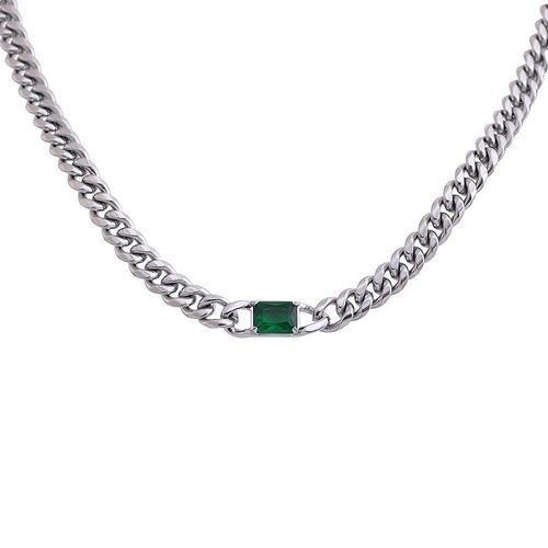 Yhpup-Collier Cubique Vert En Acier Inoxydable, Bijoux En Or Poli, Nouvelle Collection