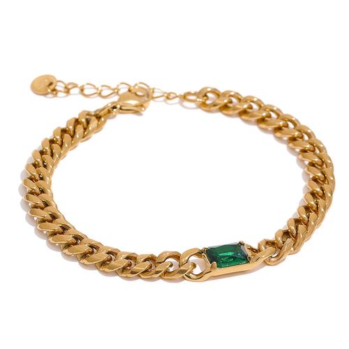 Yhpup-Collier Cubique Vert En Acier Inoxydable, Bijoux En Or Poli, Nouvelle Collection