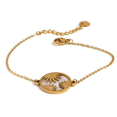 Yhpup-Collier En Acier Inoxydable Avec Pendentif Rond En Coquillage Et Fleurs, Bijou Simple Pour Femme