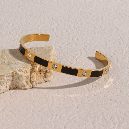 Bracelets Manchette D'huile Dégoulinant Pour Femme, Acier Inoxydable, Plaqué Or, Bracelets Ronds, Noir Et Blanc, Sans Tarjeunissement, Hip Hop, Nouveau