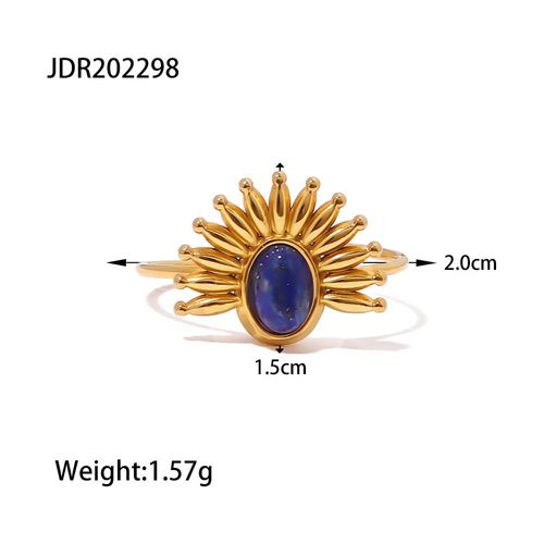 Bagues En Pierre Naturelle Pour Femmes, Design Rétro De Luxe, Lapis Lazuli, Bijoux En Acier Inoxydable Pour Dames, Cadeaux À La Mode, 2023