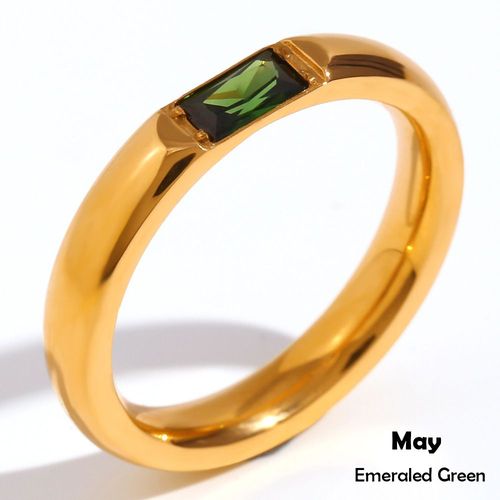 Chevalière Carré En Acier Inoxydable Pour Femme, Bagues, Couleur Sucre, Vert, Noir, Rouge, Pierre De Naissance, Bijoux, Collection Été 2023