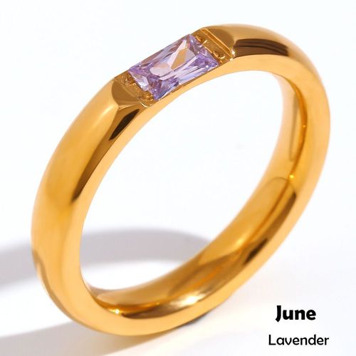 Chevalière Carré En Acier Inoxydable Pour Femme, Bagues, Couleur Sucre, Vert, Noir, Rouge, Pierre De Naissance, Bijoux, Collection Été 2023