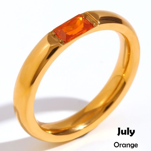 Chevalière Carré En Acier Inoxydable Pour Femme, Bagues, Couleur Sucre, Vert, Noir, Rouge, Pierre De Naissance, Bijoux, Collection Été 2023