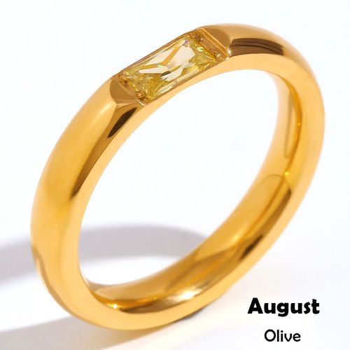 Chevalière Carré En Acier Inoxydable Pour Femme, Bagues, Couleur Sucre, Vert, Noir, Rouge, Pierre De Naissance, Bijoux, Collection Été 2023