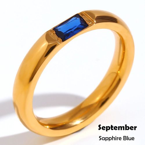 Chevalière Carré En Acier Inoxydable Pour Femme, Bagues, Couleur Sucre, Vert, Noir, Rouge, Pierre De Naissance, Bijoux, Collection Été 2023
