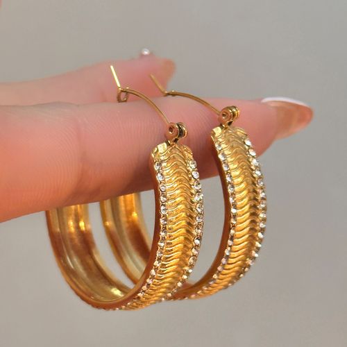 Boucles D'oreilles Géométriques En Métal Pour Femmes, Cerceaux En Cercle Exquis, Acier Inoxydable Blanc, Bijoux Coréens À La Mode, 2023