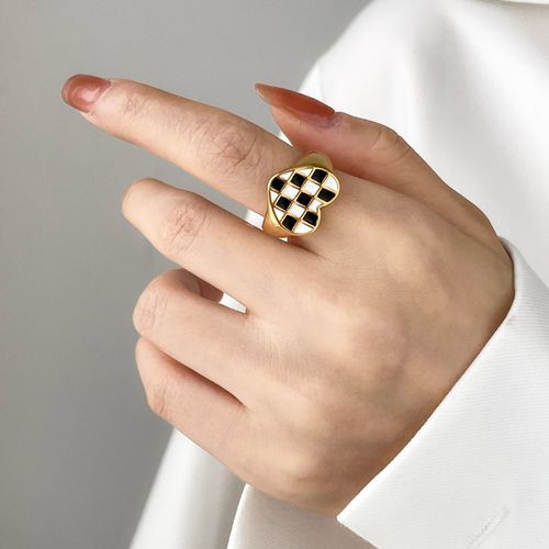 Bague En Acier Inoxydable Style Bohémien Pour Femmes Et Filles, Bijoux Rock, Vintage, Émail Rose, Amour, C¿Ur, Idée Cadeau Pour Gir