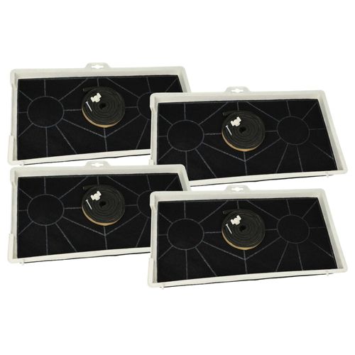 vhbw 4x Filtres à charbon actif compatible avec Bosch DHL705B/02, DHL705B/01, DHL575B/06, DHL575B/05 hotte aspirante + bague de fixation