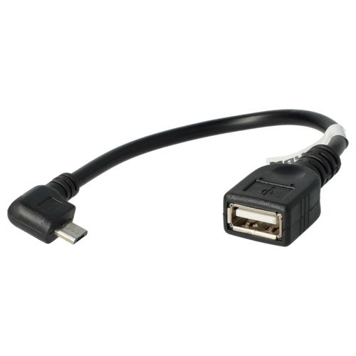 vhbw Adaptateur OTG compatible avec Lenovo IdeaTab S6000-H, S6000 appareils mobiles - Câble de Micro-USB vers USB (femelle), coudé à 90°, noir