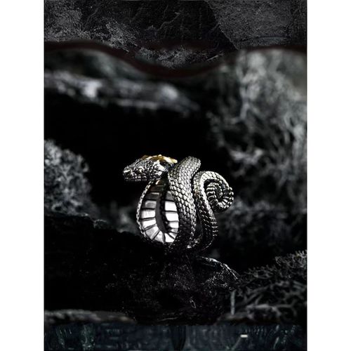 Bague De Salle Torsadée Spirituelle Magnifique Gravée Pour Homme, Plaqué Argent, Extrémité Ouverte, Réglable, Punk, Gothique, Cool Rock, Bijoux
