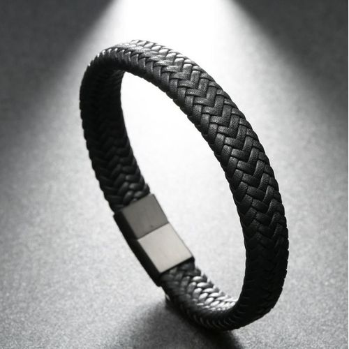 Bracelet En Cuir Tissé À La Main Simple Pour Hommes, Simple, À La Mode, Avec Boucle Magnétique En Métal, Business, Décontracté, Bijoux De Fête, Cadeau