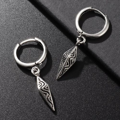 Boucles D'oreilles Géométriques Coniques En Forme De Totem, Bijoux De Charme, Vintage Plaqué Argent, À La Mode, Pour Homme