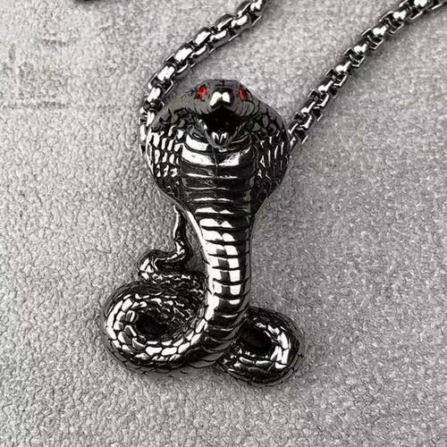 Collier Vintage Punk Viper Cobra Rouge Pour Hommes, Pendentif Style Alternatif, Pull Cool, Mode Vélo, Bijoux Cadeau