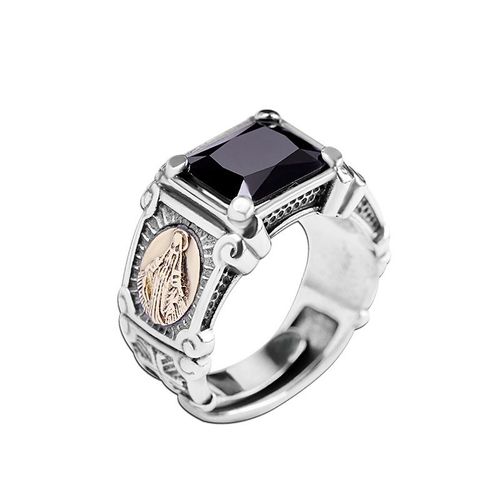 Bague En Métal De La Vierge Marie Pour Hommes, Amulette Catholique Chrétienne, Personnalité De La Mode, Cadeau De Bijoux, Charme, Noir Populaire