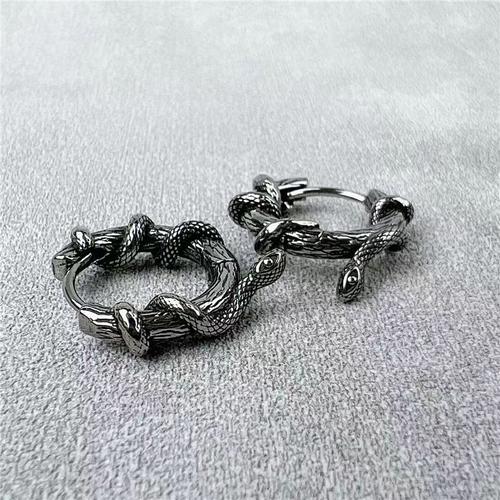 Boucles D'oreilles Gothiques Noires Mamba Viper Pour Homme, Biker, Rock, Rap, Bijoux Cadeau, Vintage, Salle Plus Riche, Plante, Vignes, Hypoallergénique