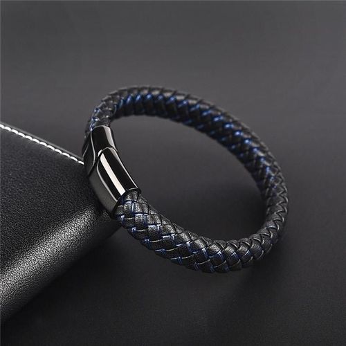 Bracelet En Cuir Tissé À La Main Simple Pour Hommes, Simple, À La Mode, Avec Boucle Magnétique En Métal, Business, Décontracté, Bijoux De Fête, Cadeau