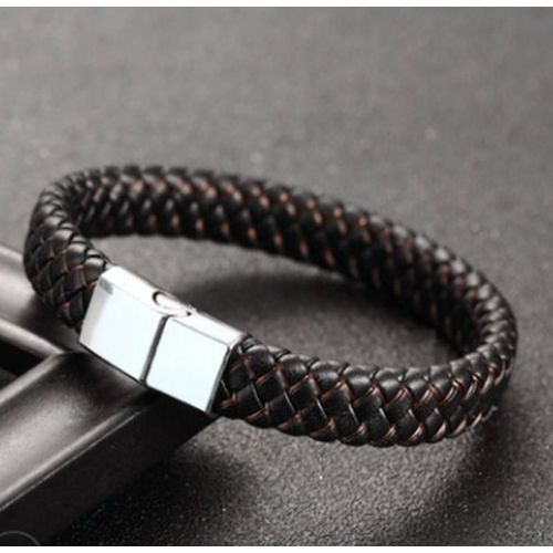 Bracelet En Cuir Tissé À La Main Simple Pour Hommes, Simple, À La Mode, Avec Boucle Magnétique En Métal, Business, Décontracté, Bijoux De Fête, Cadeau