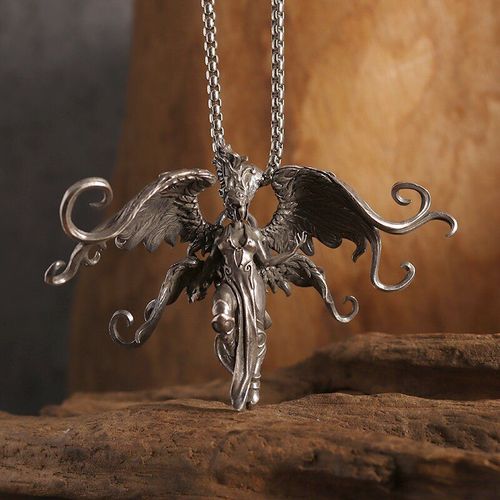 Collier Pendentif Magicien Ange Maléfique Vintage, Chevalier Noir, Déesse, Couple Hip Hop, Fait À La Main, Bijoux Fantaisie
