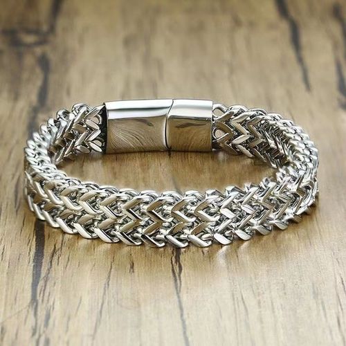 Bracelet De Sport Et De Loisirs Tressé En Acier Inoxydable Pour Homme, Document Solide Dominateur, Haut De Gamme, Noir Et Blanc