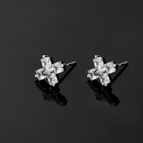 Boucles D'oreilles À Clous Plaqué Argent Pour Hommes, Bijoux Classiques En Cristal Noir, Hypoallergéniques, Accessoires Pour Hommes, Piercing