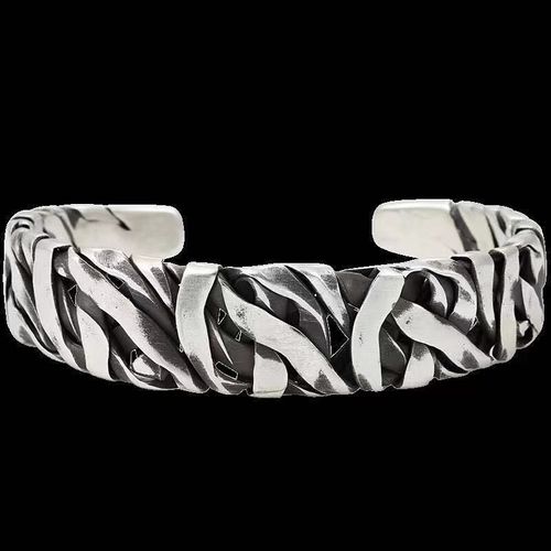 Bracelet Manchette En Métal À Rayures Géométriques Irrégulières Pour Hommes, Design Créatif, Mode Punk, Bijoux Cadeaux