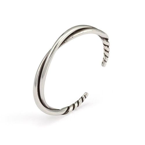 Bracelet Manchette En Métal Torsadé Pour Hommes, Bijoux De Fête Décontractés, Breloque Punk, Document Argenté Simple, Cadeau De Mode, Vente En Gros