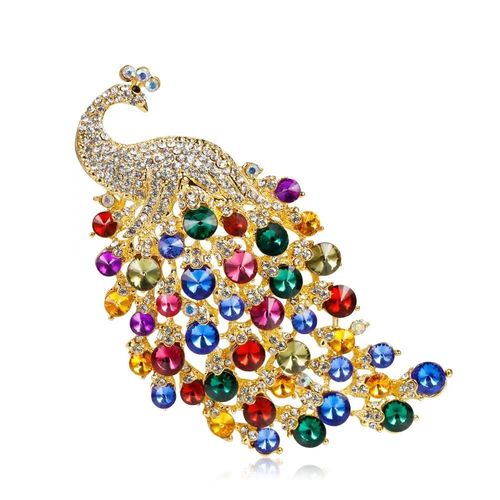 Broche Paon Oiseau En Cristal, Exquise, À La Mode, Ornée D'animaux, Pour Robe De Soirée, Accessoire, Breloque, Bijoux, Cadeaux