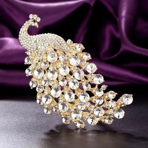 Broche Paon Oiseau En Cristal, Exquise, À La Mode, Ornée D'animaux, Pour Robe De Soirée, Accessoire, Breloque, Bijoux, Cadeaux