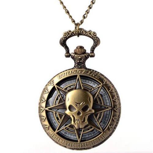 Montre De Poche Steampunk En Bronze Vintage Pour Homme, Creux, Pirates Des Caraïbes, Crâne, Ceinture D'horreur, Pendentif, Collier