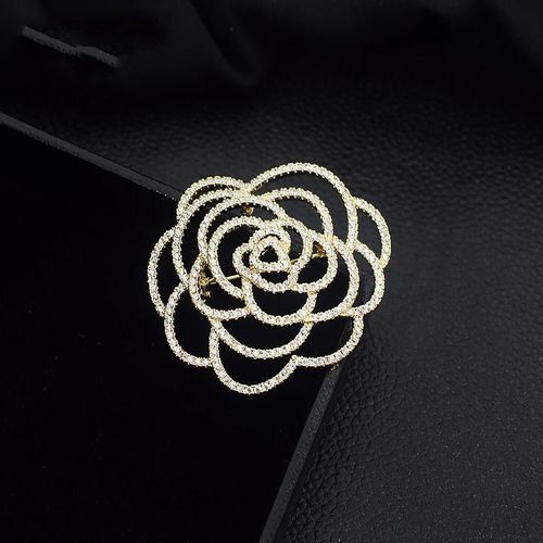 Broche De Camélia En Cristal Pour Femmes, Décoration D'écharpe, Broche De Fleur De Rose, Épingle De Robe Imbibée De Filles, Design De Mode