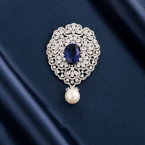 Délicat Fleur Violette Broche Pleine Cristal Bleu Goutte D'eau Zircon Broche Vêtements Pour Femmes Broches Filles Cadeaux