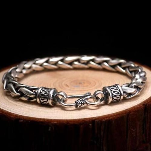 Bracelet En Métal Argenté Pour Homme, Crochet Facile, Cadeaux De Bracelet Punk, Haute Qualité