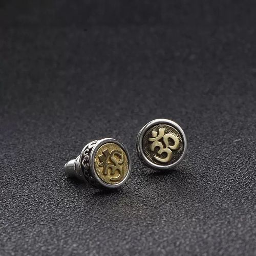 Boucles D'oreilles Antiques Pour Hommes Et Femmes, Bijoux En Argent Plaqué, Simple, Écriture Tibétaine, Charmantes