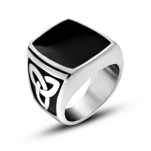 Bague En Zircon Noir Plaqué Argent Pour Hommes, N¿Ud Celtique Viking Classique, Décontracté, Street Fashion, Bijoux De Fête De Cocktail