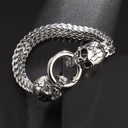 Bracelet Tête De Mort En Acier Inoxydable Pour Homme, Punk, Gothique, Classique, Mode, Savoir Chaud, Charme, Bijoux, Cadeau