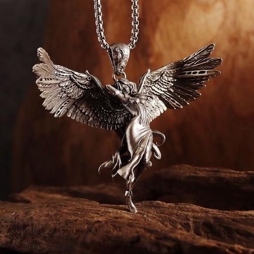 Pendentif Bête Ange À Quatre Ailes Pour Hommes Et Femmes, Collier De Déesse Saint Angel, Cadeau De Bijoux Cancers De Dessin Animé, Tendance Des Travailleurs